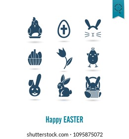 Celebration Easter Icons. Vector. Clean Work Minimum Points