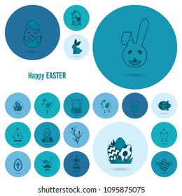 Celebration Easter Icons. Vector. Clean Work Minimum Points