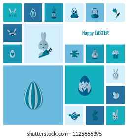 Celebration Easter Icons. Vector. Clean Work Minimum Points