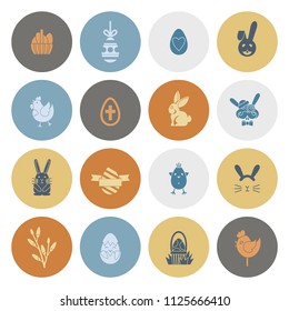 Celebration Easter Icons. Vector. Clean Work Minimum Points