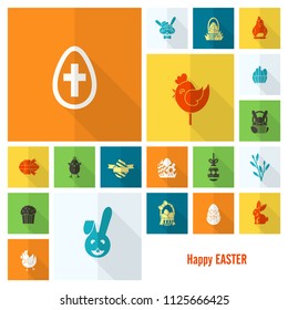 Celebration Easter Icons. Vector. Clean Work Minimum Points