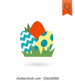 Celebration Easter Icons. Vector. Clean Work Minimum Points