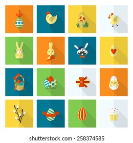 Celebration Easter Icons. Vector. Clean Work Minimum Points