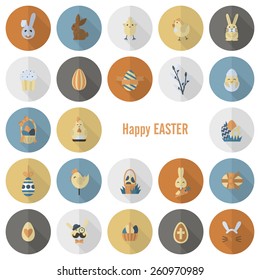 Celebration Easter Icons. Vector. Clean Work Minimum Points