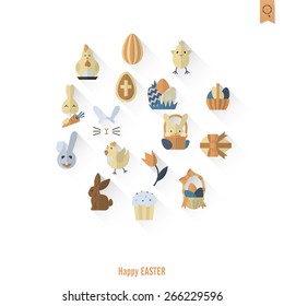 Celebration Easter Icons. Vector. Clean Work Minimum Points