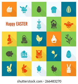 Celebration Easter Icons. Vector. Clean Work Minimum Points