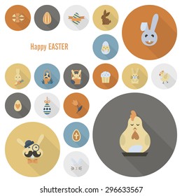 Celebration Easter Icons. Vector. Clean Work Minimum Points