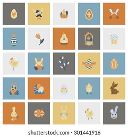 Celebration Easter Icons. Vector. Clean Work Minimum Points