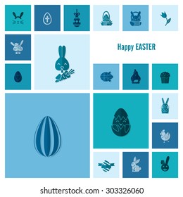 Celebration Easter Icons. Vector. Clean Work Minimum Points