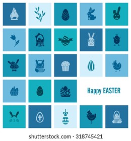 Celebration Easter Icons. Vector. Clean Work Minimum Points