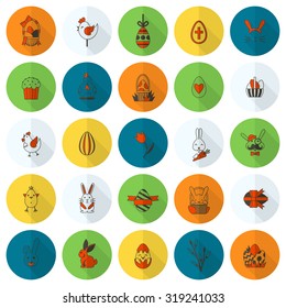 Celebration Easter Icons. Vector. Clean Work Minimum Points