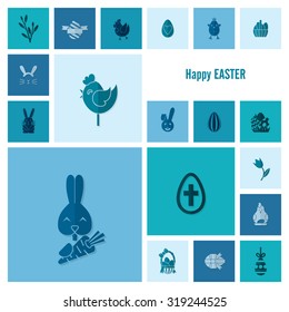 Celebration Easter Icons. Vector. Clean Work Minimum Points
