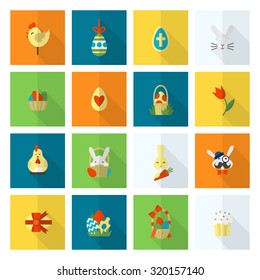 Celebration Easter Icons. Vector. Clean Work Minimum Points