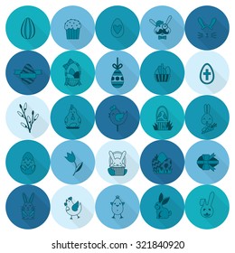Celebration Easter Icons. Vector. Clean Work Minimum Points