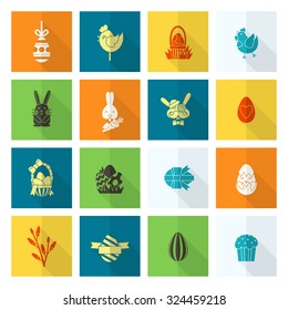 Celebration Easter Icons. Vector. Clean Work Minimum Points