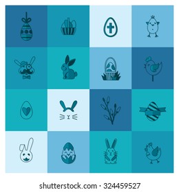 Celebration Easter Icons. Vector. Clean Work Minimum Points