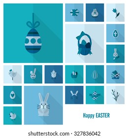 Celebration Easter Icons. Vector. Clean Work Minimum Points