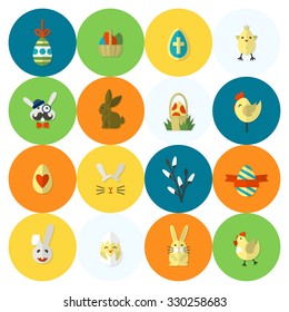 Celebration Easter Icons. Vector. Clean Work Minimum Points