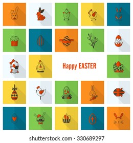 Celebration Easter Icons. Vector. Clean Work Minimum Points