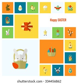 Celebration Easter Icons. Vector. Clean Work Minimum Points