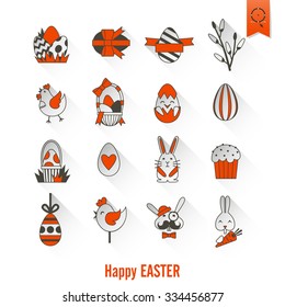 Celebration Easter Icons. Vector. Clean Work Minimum Points