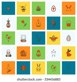 Celebration Easter Icons. Vector. Clean Work Minimum Points