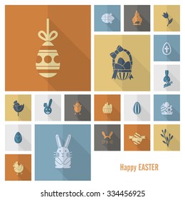 Celebration Easter Icons. Vector. Clean Work Minimum Points