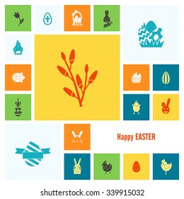 Celebration Easter Icons. Vector. Clean Work Minimum Points