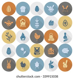 Celebration Easter Icons. Vector. Clean Work Minimum Points