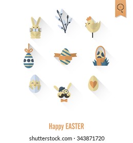 Celebration Easter Icons. Vector. Clean Work Minimum Points