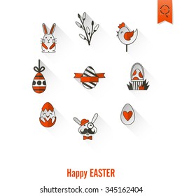 Celebration Easter Icons. Vector. Clean Work Minimum Points