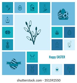 Celebration Easter Icons. Vector. Clean Work Minimum Points