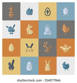 Celebration Easter Icons. Vector. Clean Work Minimum Points