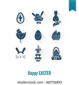 Celebration Easter Icons. Vector. Clean Work Minimum Points
