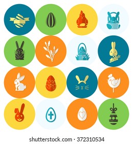 Celebration Easter Icons. Vector. Clean Work Minimum Points