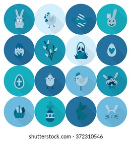 Celebration Easter Icons. Vector. Clean Work Minimum Points