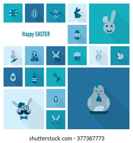 Celebration Easter Icons. Vector. Clean Work Minimum Points