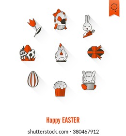 Celebration Easter Icons. Vector. Clean Work Minimum Points