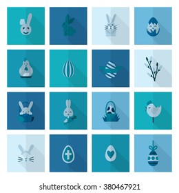 Celebration Easter Icons. Vector. Clean Work Minimum Points