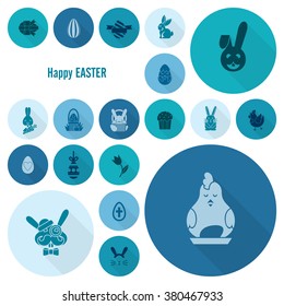 Celebration Easter Icons. Vector. Clean Work Minimum Points