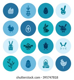 Celebration Easter Icons. Vector. Clean Work Minimum Points
