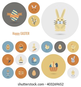 Celebration Easter Icons. Vector. Clean Work Minimum Points