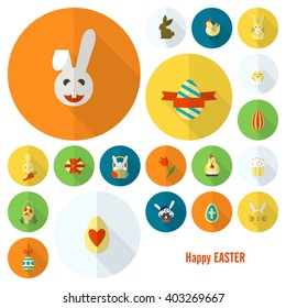 Celebration Easter Icons. Vector. Clean Work Minimum Points