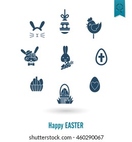 Celebration Easter Icons. Vector. Clean Work Minimum Points