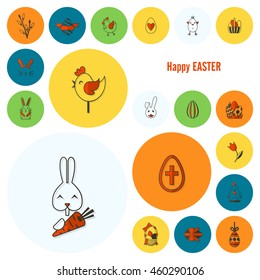 Celebration Easter Icons. Vector. Clean Work Minimum Points