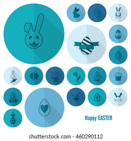 Celebration Easter Icons. Vector. Clean Work Minimum Points