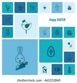 Celebration Easter Icons. Vector. Clean Work Minimum Points