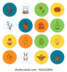 Celebration Easter Icons. Vector. Clean Work Minimum Points