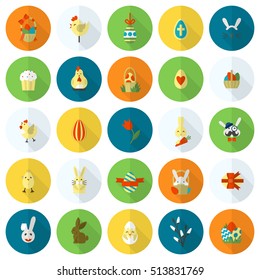 Celebration Easter Icons. Vector. Clean Work Minimum Points