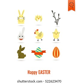 Celebration Easter Icons. Vector. Clean Work Minimum Points